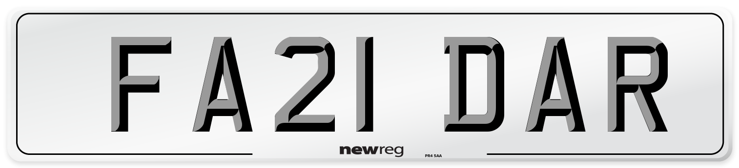 FA21 DAR Number Plate from New Reg